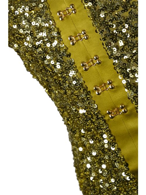 Abito bustier con paillettes e ganci gioiello Elisabetta Franchi | AB88357E2EA9